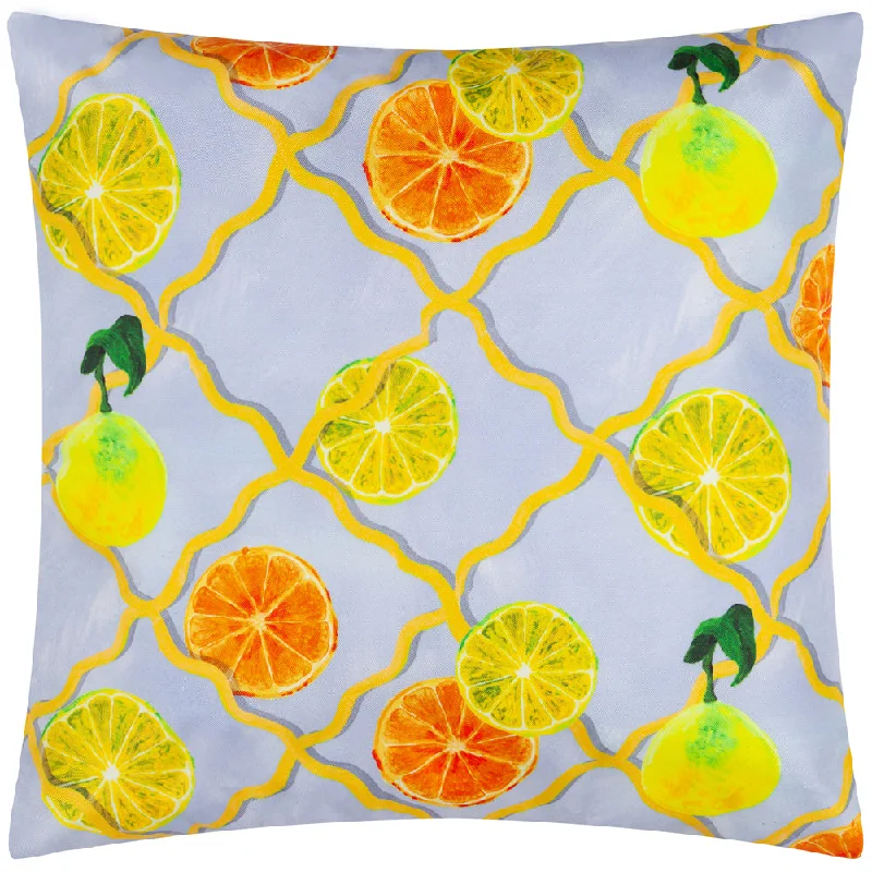 Citrus Trellis Printed Outdoor Cushion Blue