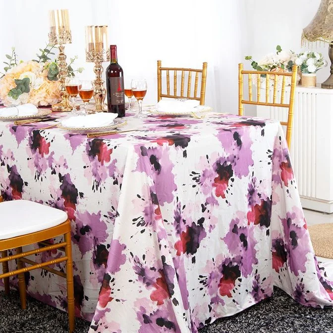 90"x156" Seamless Rectangular Splatter Garden Scuba (Wrinkle-Free) (240 GSM) Tablecloth - (1pc)