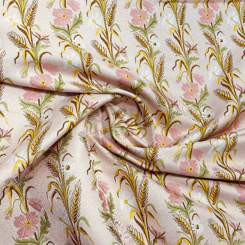 Pink & Mulitcolor Floral Brocade Jacquard Fabric