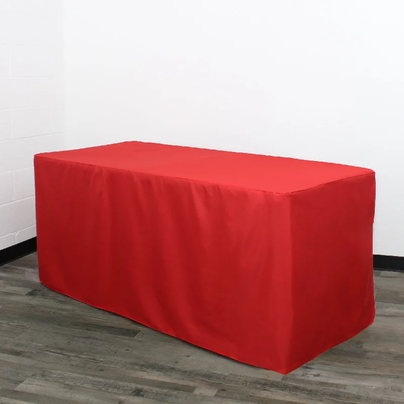 8 ft. Polyester Fitted Tablecloth Rectangular Red