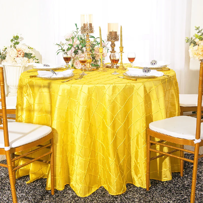 108" Seamless Round Pintuck Taffeta Tablecloth - Canary Yellow (1pc)