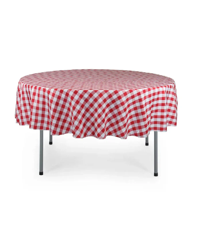 70 inch Polyester Round Tablecloth Checkered Red