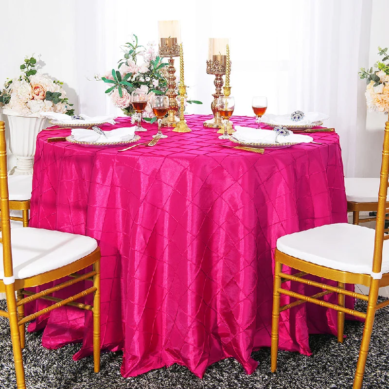 108" Seamless Round Pintuck Taffeta Tablecloth - Fuchsia (1pc)