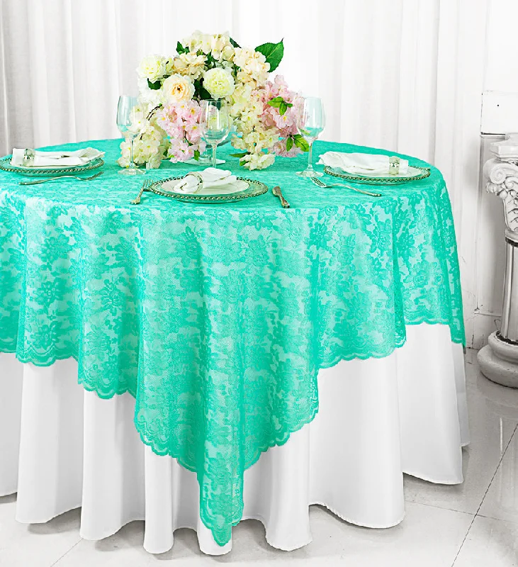 54"x54" Square Caspari Lace Tablecloth/Table Overlay - Tiff Blue/Aqua Blue (1pc)