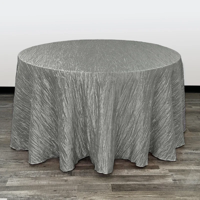 120 inch Crinkle Taffeta Round Tablecloth Platinum