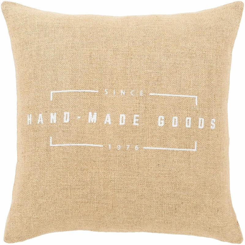 Lakeland Tan Hand Made Goods Throw Pillow - Clearance