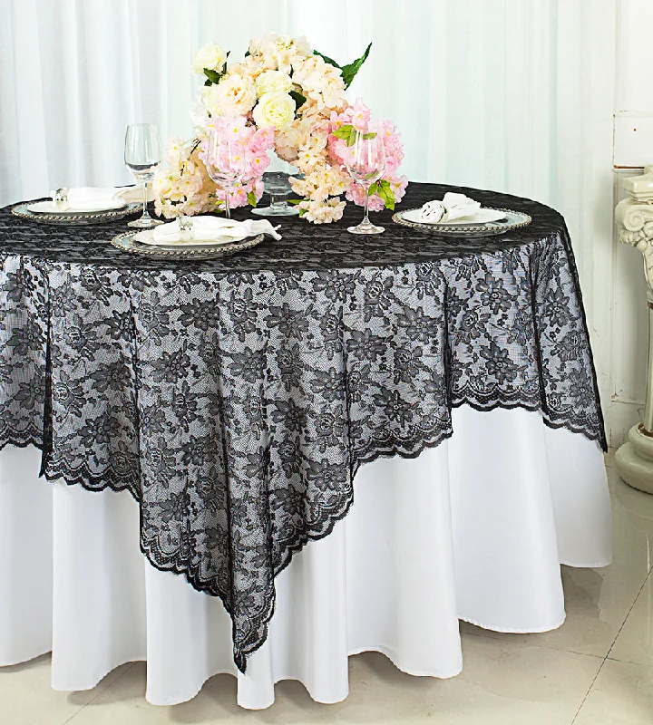 72"x72" Square Caspari Lace Tablecloth/Table Overlay Toppers - Black (1pc)