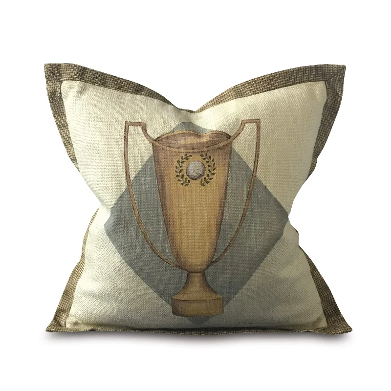 Winning Mate Hand-Painted Trophy Throw Pillow Cover 16x16