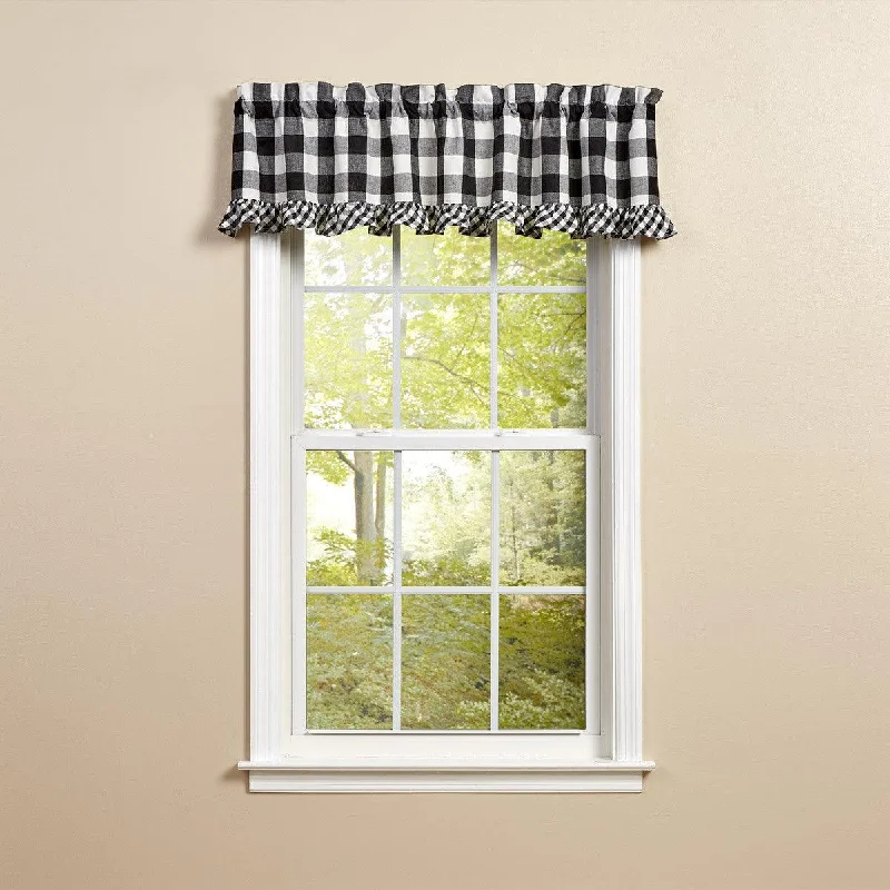 Wicklow Ruffled Valance 14" L - Black/Cream Park designs