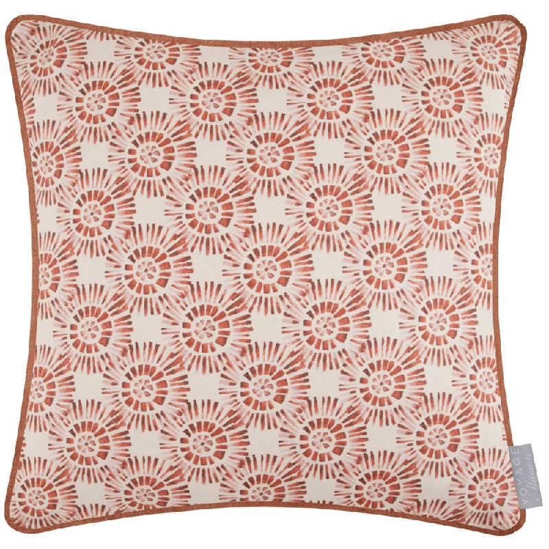 Vali Printed Piped Cushion Terracotta