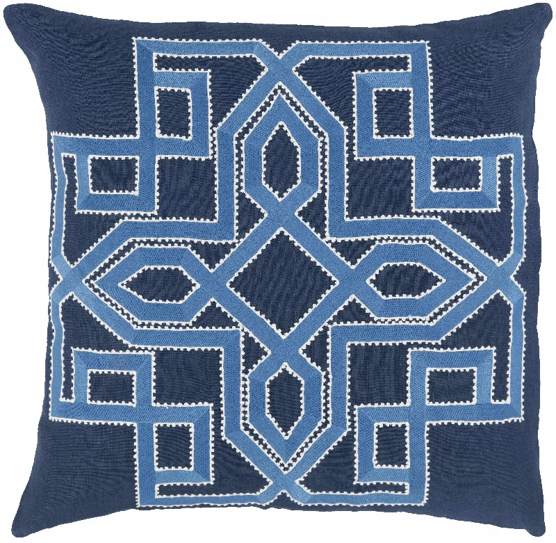 Yarraville Navy Geometric Embroidered Throw Pillow - Clearance