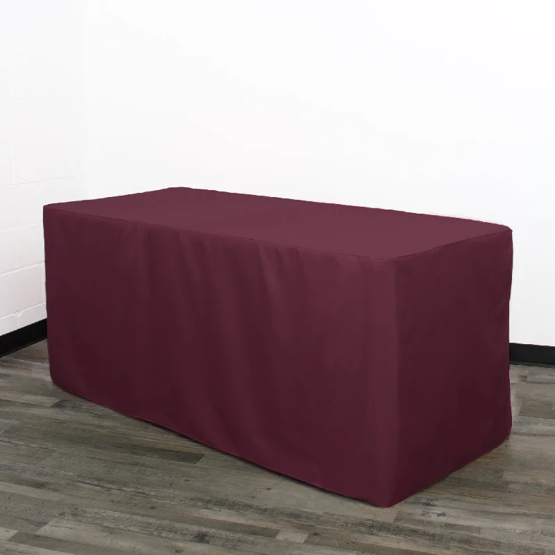 6 ft. Fitted Polyester Tablecloth Rectangular Eggplant