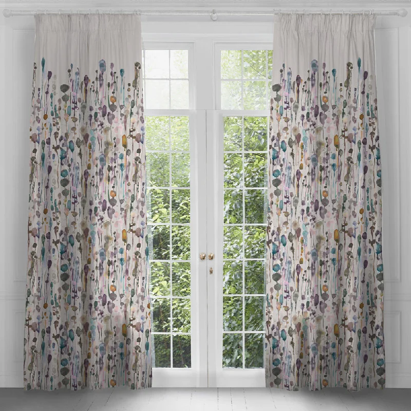 Arley Printed Pencil Pleat Curtains Ironstone