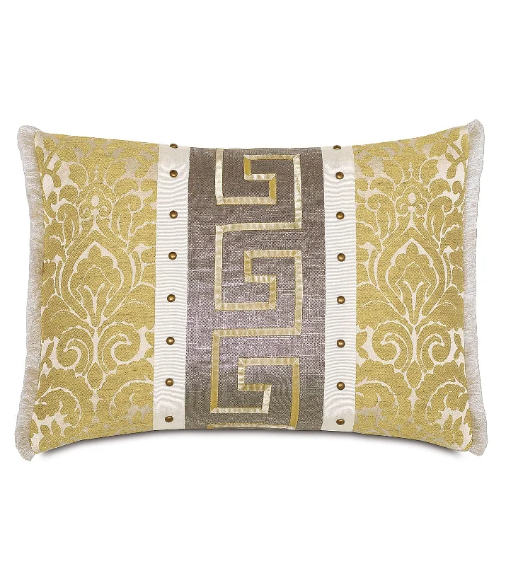 McClare Damask Greek Key Throw Pillow Cover 16x22