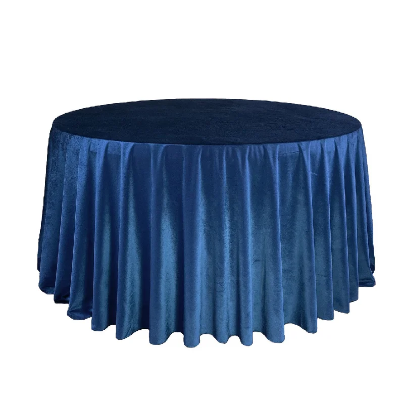 120 Inch Round Velvet Tablecloth Navy Blue