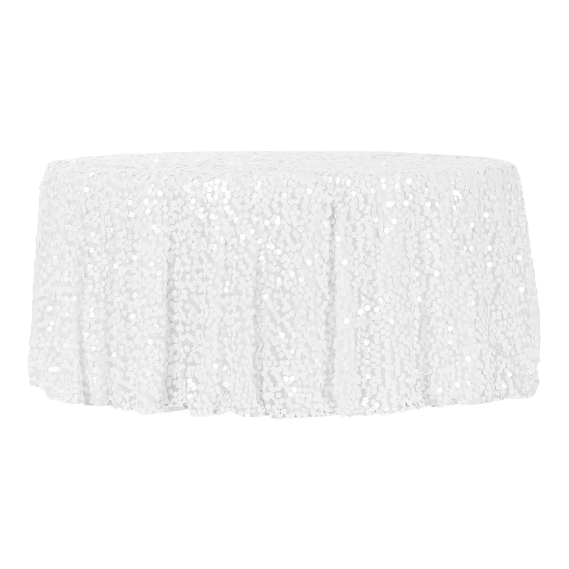 Large Payette Sequin Round 120" Tablecloth - White