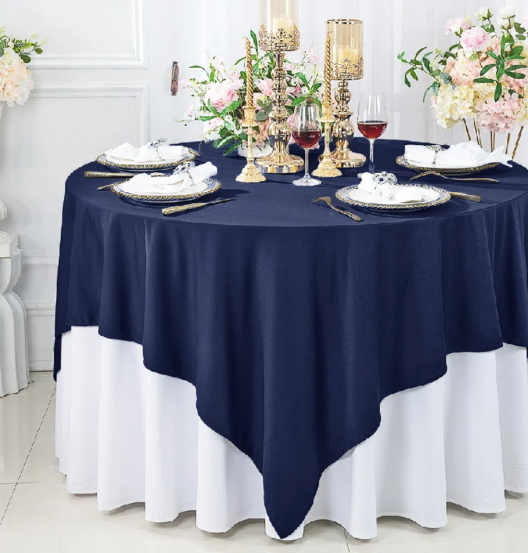 72"x72" Seamless Square Scuba (Wrinkle-Free) (240 GSM) Tablecloth /Table Overlay- Navy Blue (1pc)