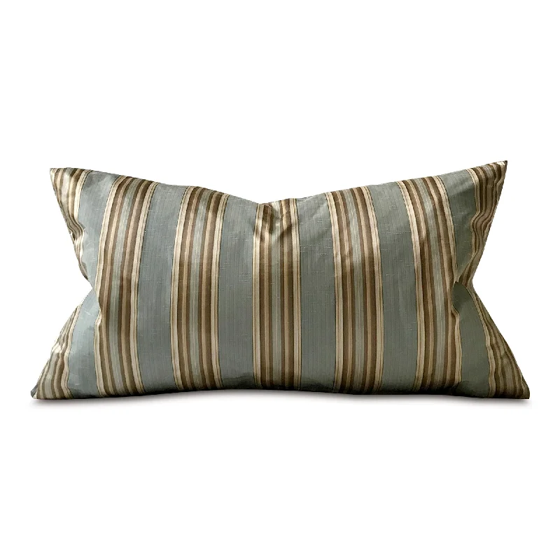 Bermuda Gray Striped Lumbar Pillow Cover 15x26