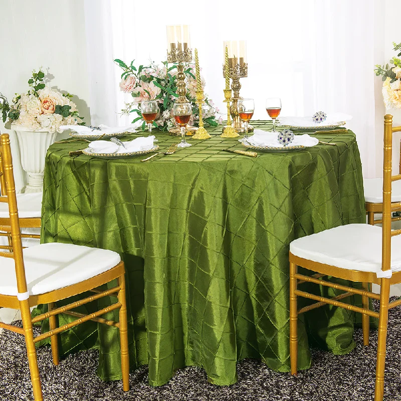 108" Seamless Round Pintuck Taffeta Tablecloth - Moss Green (1pc)