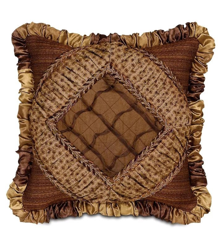 Gershwin Copper Diamond Collage Throw Pillow Cover 14x14