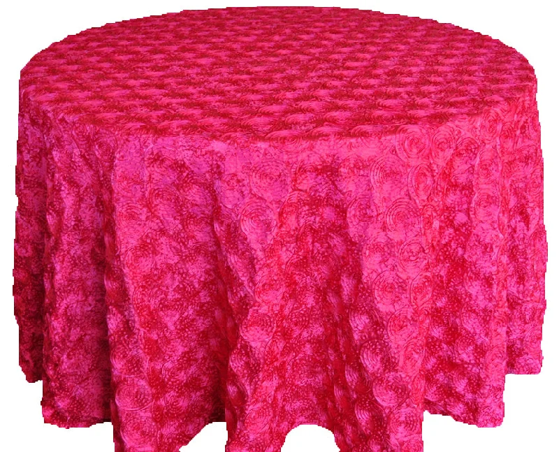 132" Round Satin Rosette Tablecloth - Fuchsia (1pc)