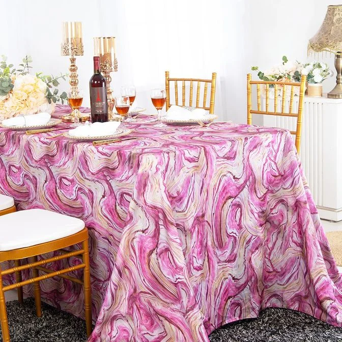 90"x132" Seamless Rectangular Agate Scuba (Wrinkle-Free) (240 GSM) Tablecloth - Pink (1pc)