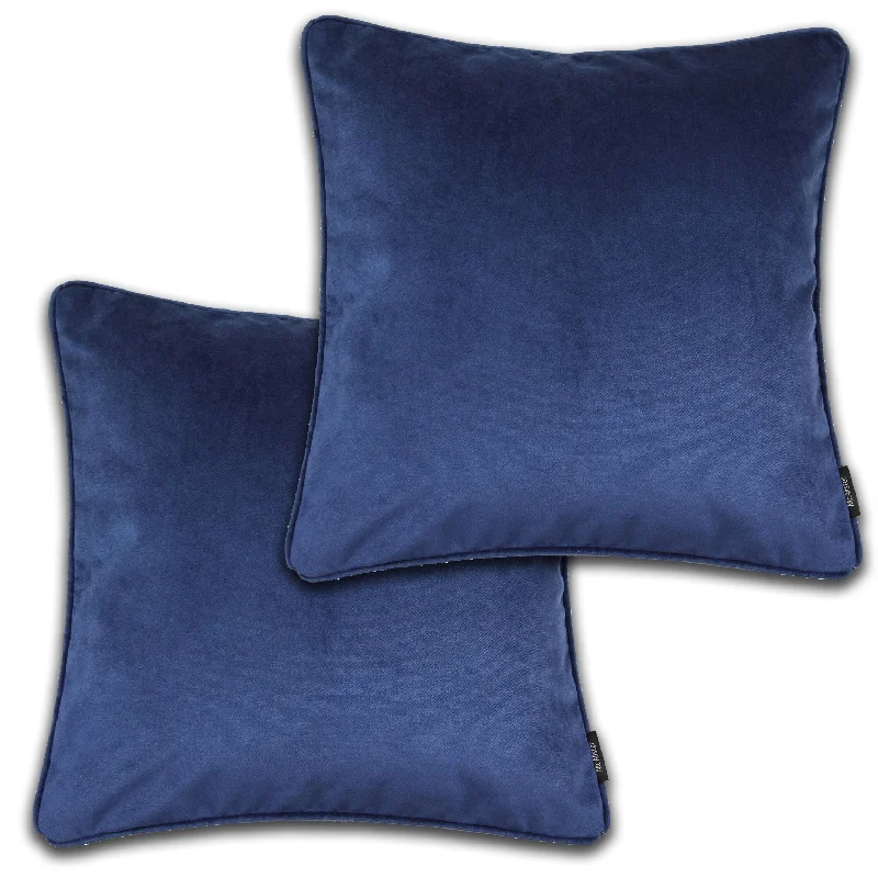 Matt Navy Blue Velvet 43cm x 43cm Piped Cushion Sets