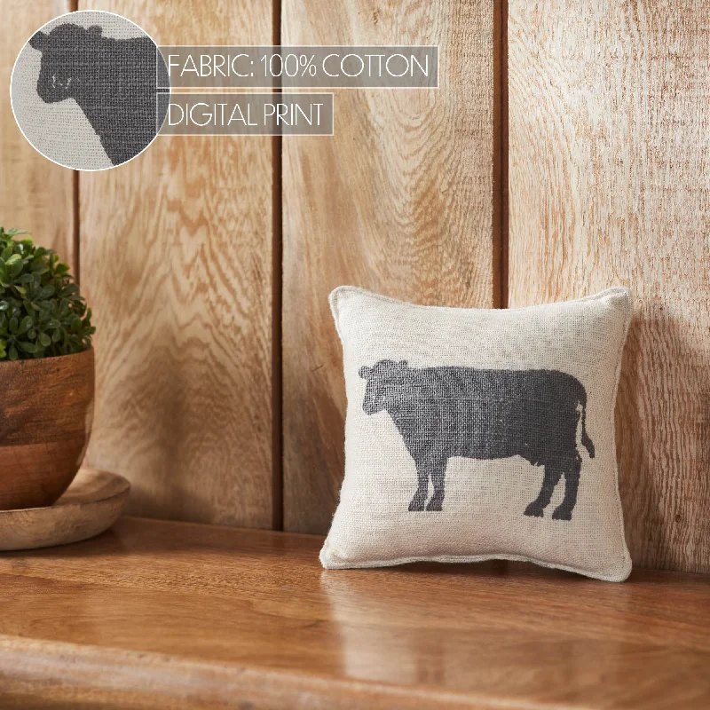 Finders Keepers Cow Silhouette Pillow 6x6