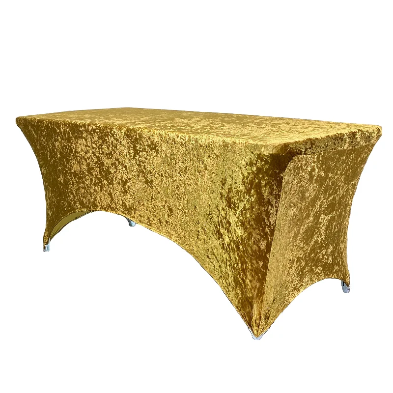 Velvet Spandex 8 Ft Rectangular Table Cover Gold