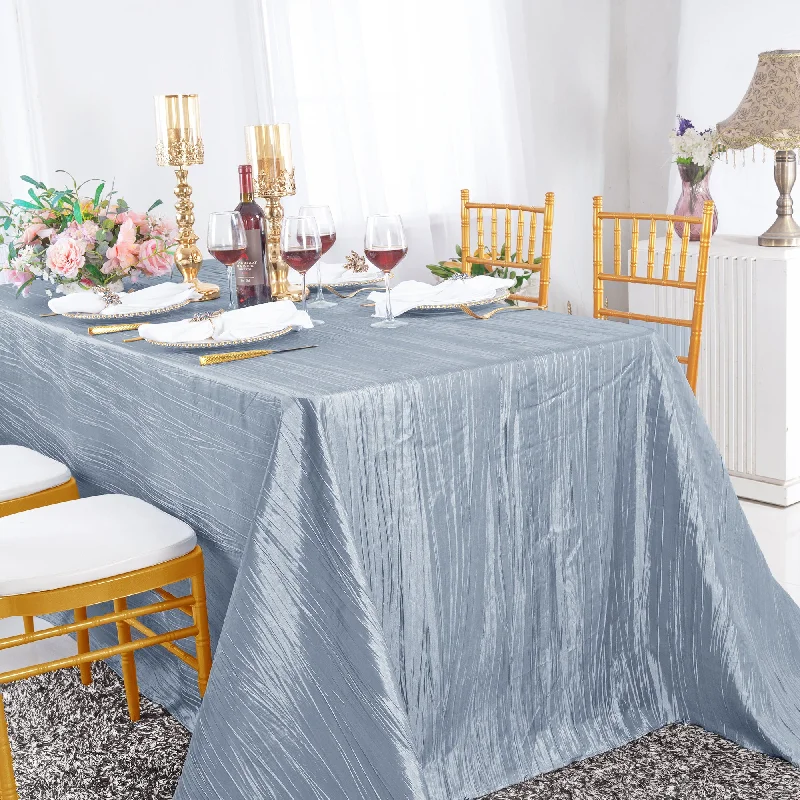 90"x132" Seamless Rectangular Accordion Crinkle Taffeta Tablecloth - Dusty Blue (1pc)