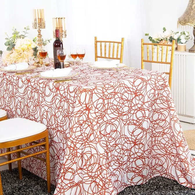 90"x156" Seamless Rectangular Whirl Scuba (Wrinkle-Free) (240 GSM) Tablecloth - Rust/Burnt Orange (1pc)