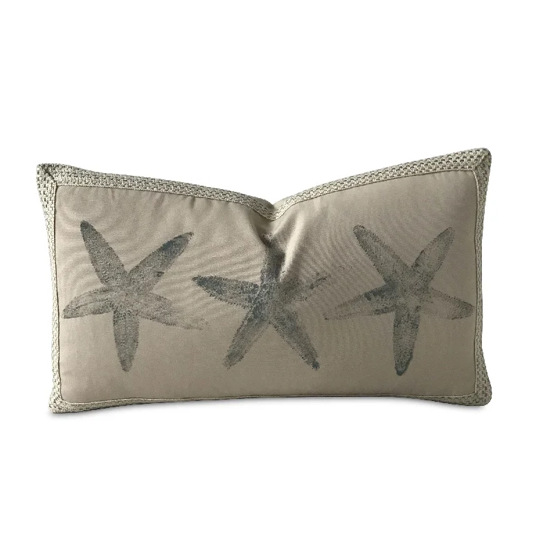 Block Printed Starfish Outdoor Lumbar Pillow Cover 13x22