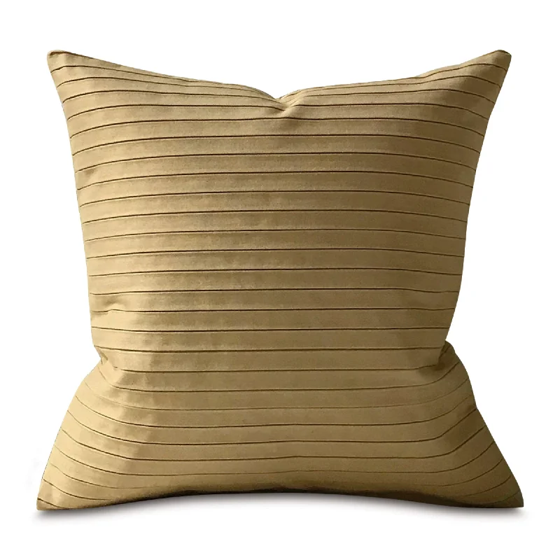 Gold Pleated Stripe Throw Pillow Cover 18x18