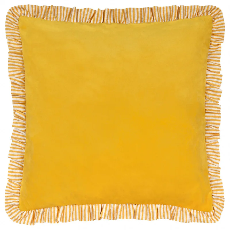 Solene Ruffle Matte Velvet Cushion Yellow