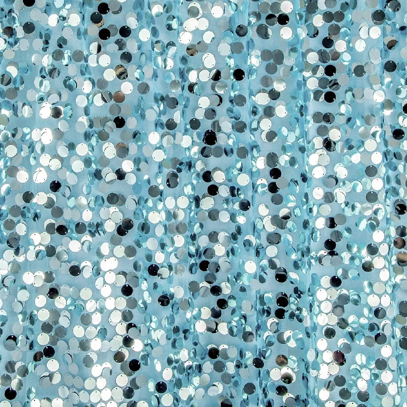 Large Payette Sequin Round 120" Tablecloth - Baby Blue