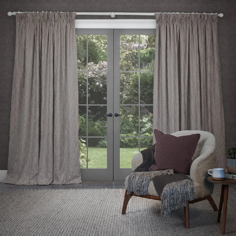 Fernbank Embroidered Pencil Pleat Curtains Putty