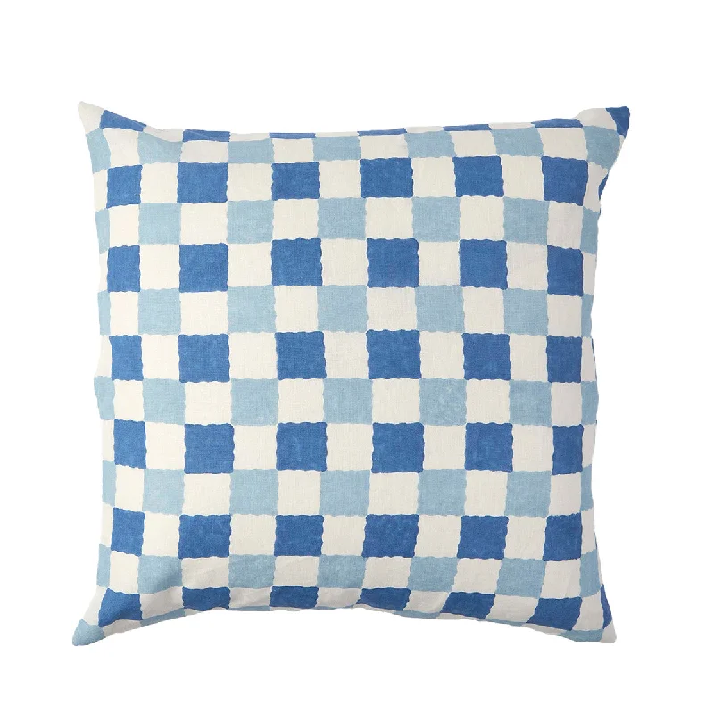 Cushion Chequer Blues 65 x 65 cm