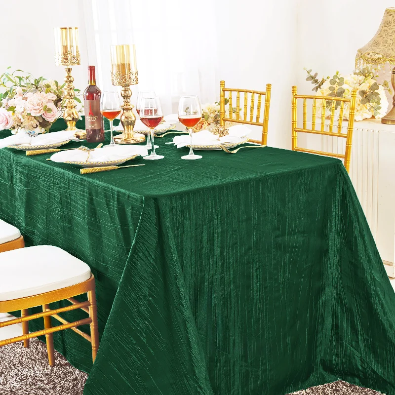 90"x132" Seamless Rectangular Accordion Crinkle Taffeta Tablecloth - Hunter Green/Holly Green (1pc)