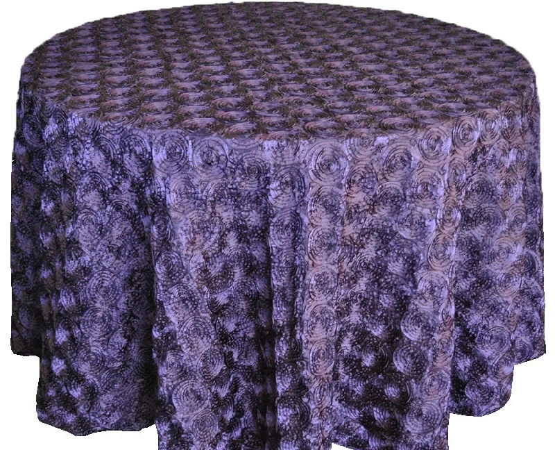 132" Round Satin Rosette Tablecloth - Eggplant (1pc)