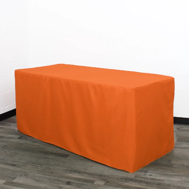 8 ft. Polyester Fitted Tablecloth Rectangular Orange