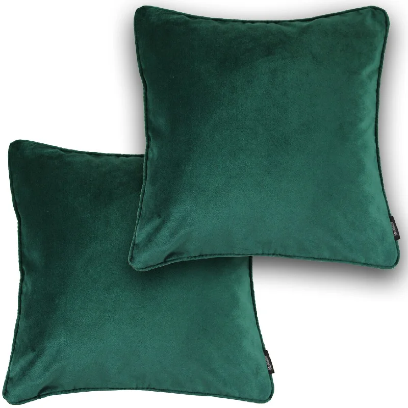 Matt Emerald Green Velvet 43cm x 43cm Piped Cushion Sets