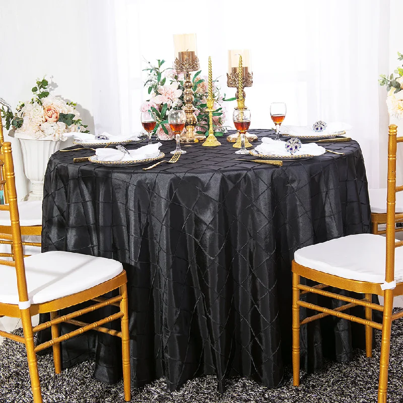 132" Round Pintuck Taffeta Tablecloth - Black (1pc)