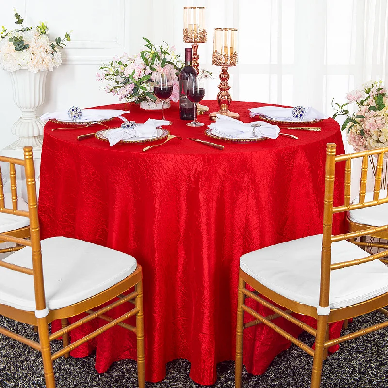 90" Seamless Round Crushed Taffeta Tablecloth - Red (1pc)