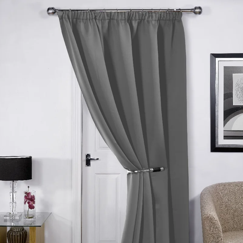 Cali Silver Thermal Blackout Pencil Pleat Door Curtain