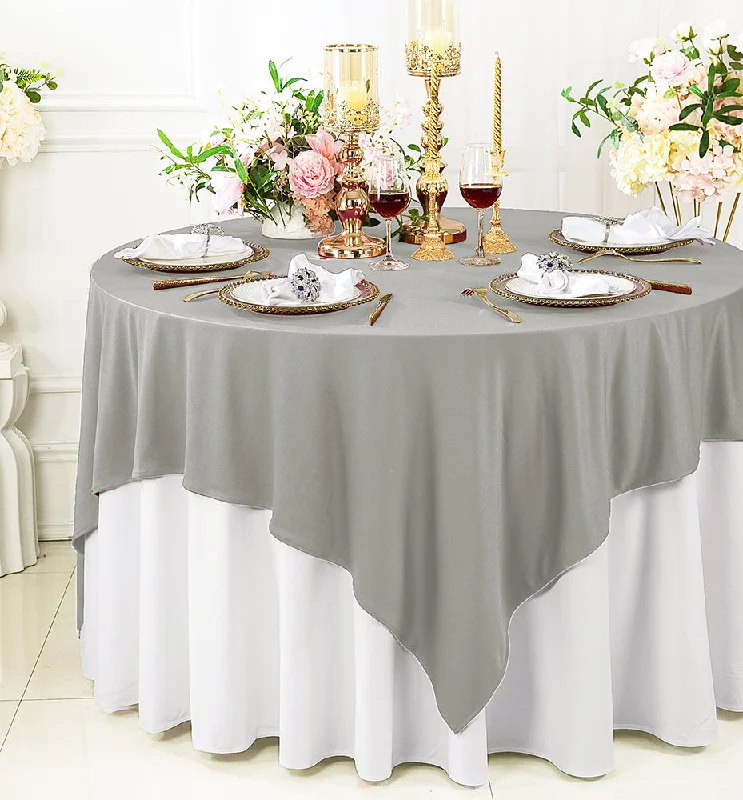 72"x72" Seamless Square Scuba (Wrinkle-Free) (240 GSM) Tablecloth /Table Overlay- Silver (1pc)