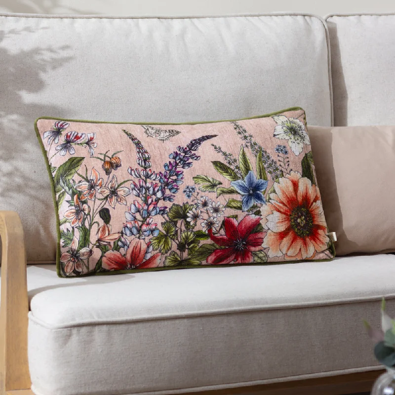 Hidcote Manor Evelyn Floral Cushion Blush