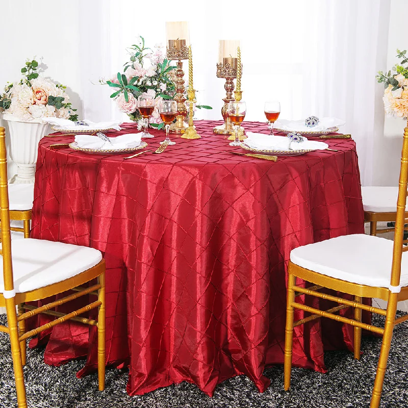 132" Round Pintuck Taffeta Tablecloth - Apple Red (1pc)