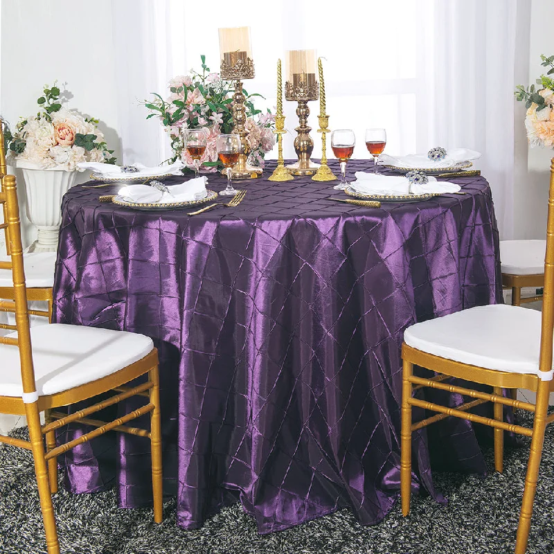 108" Seamless Round Pintuck Taffeta Tablecloth - Eggplant (1pc)