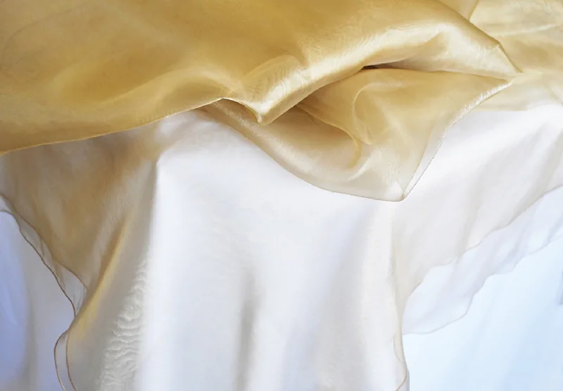 90" Seamless Round Organza Tablecloth/Table Overlay - Antique Gold (1pc)