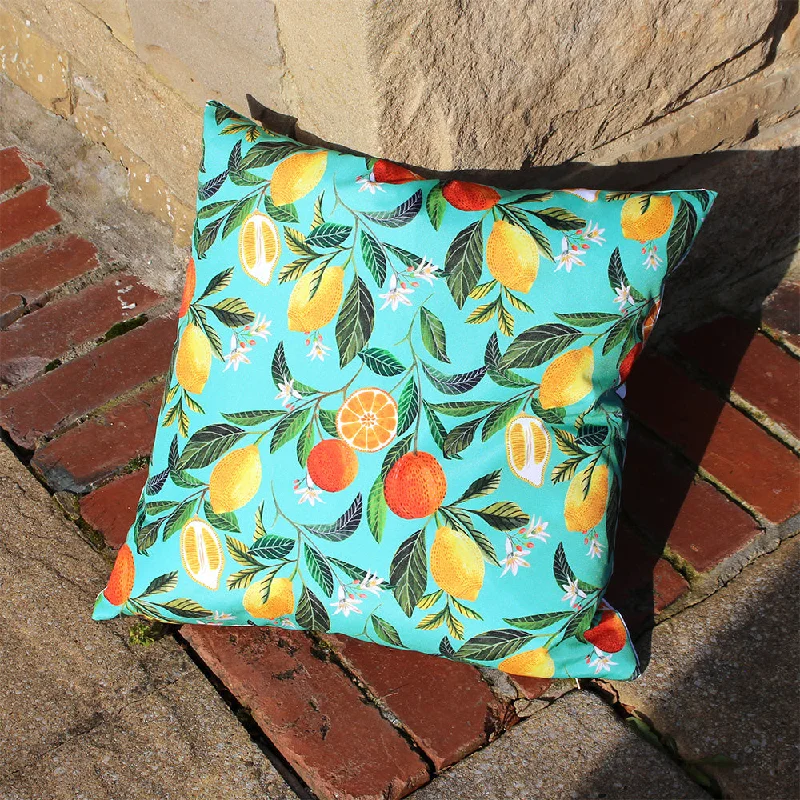 Orange Blossom Outdoor Cushion Teal